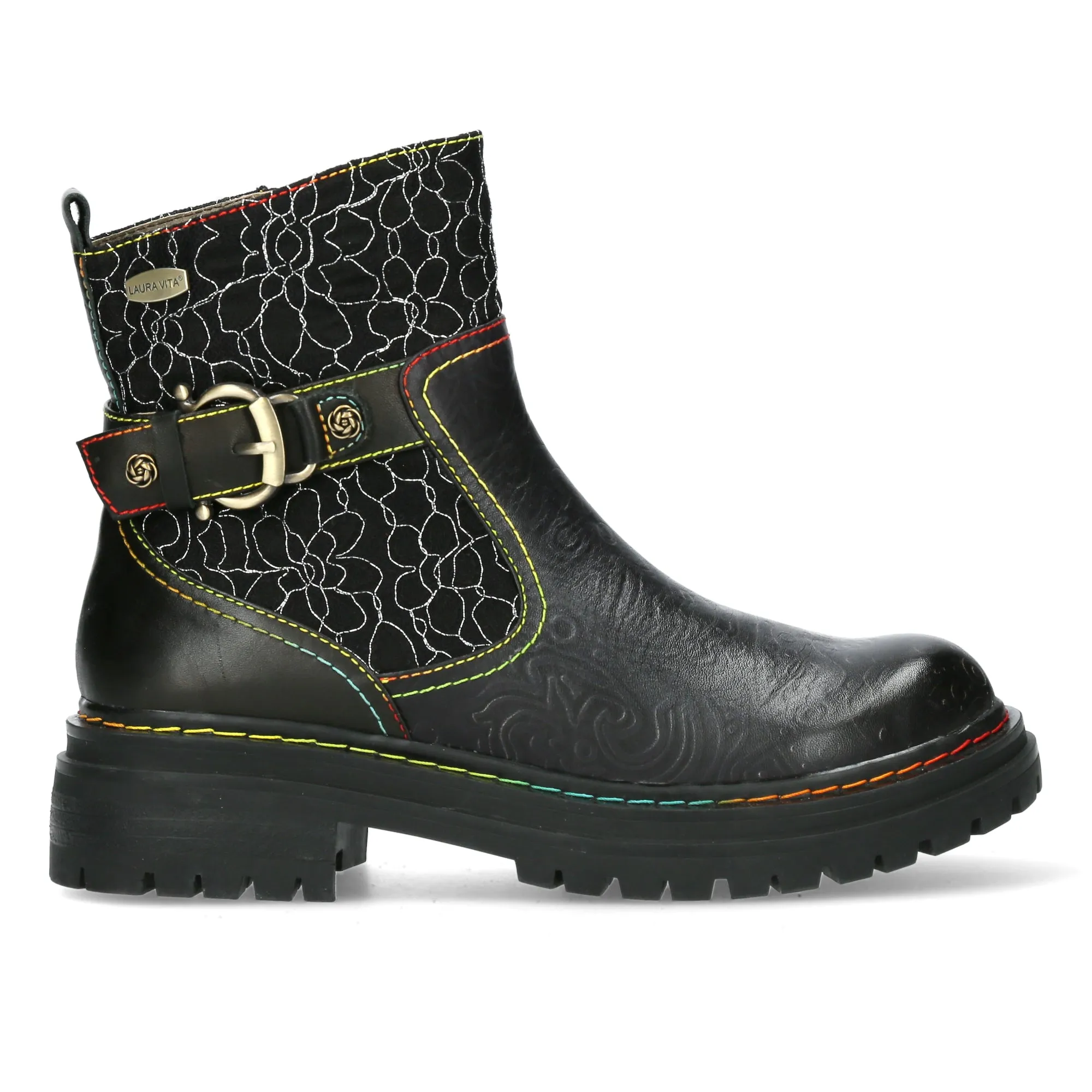 SIZE 3/36* Embossed Ankle High Kandyo 0123 Black Boots