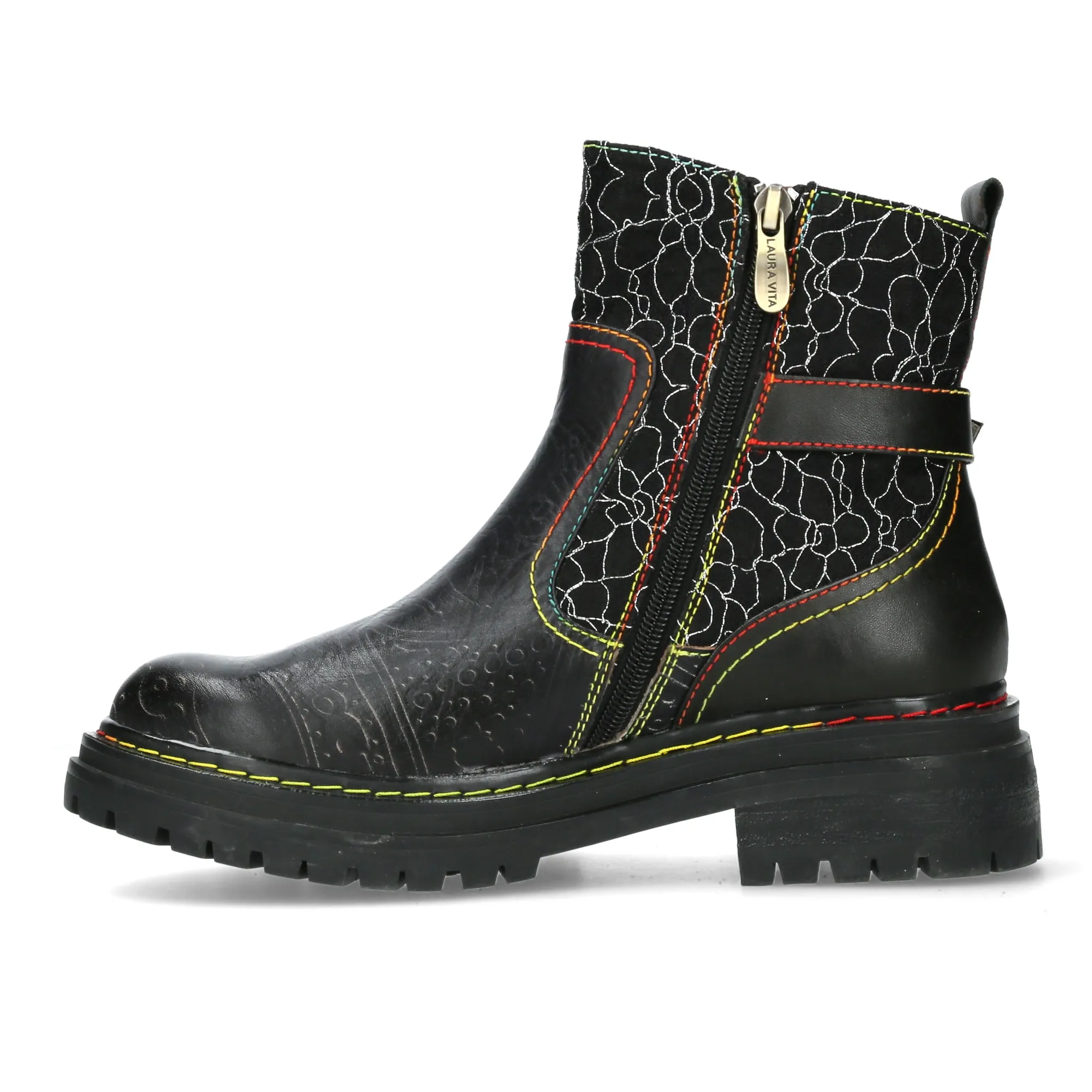 SIZE 3/36* Embossed Ankle High Kandyo 0123 Black Boots
