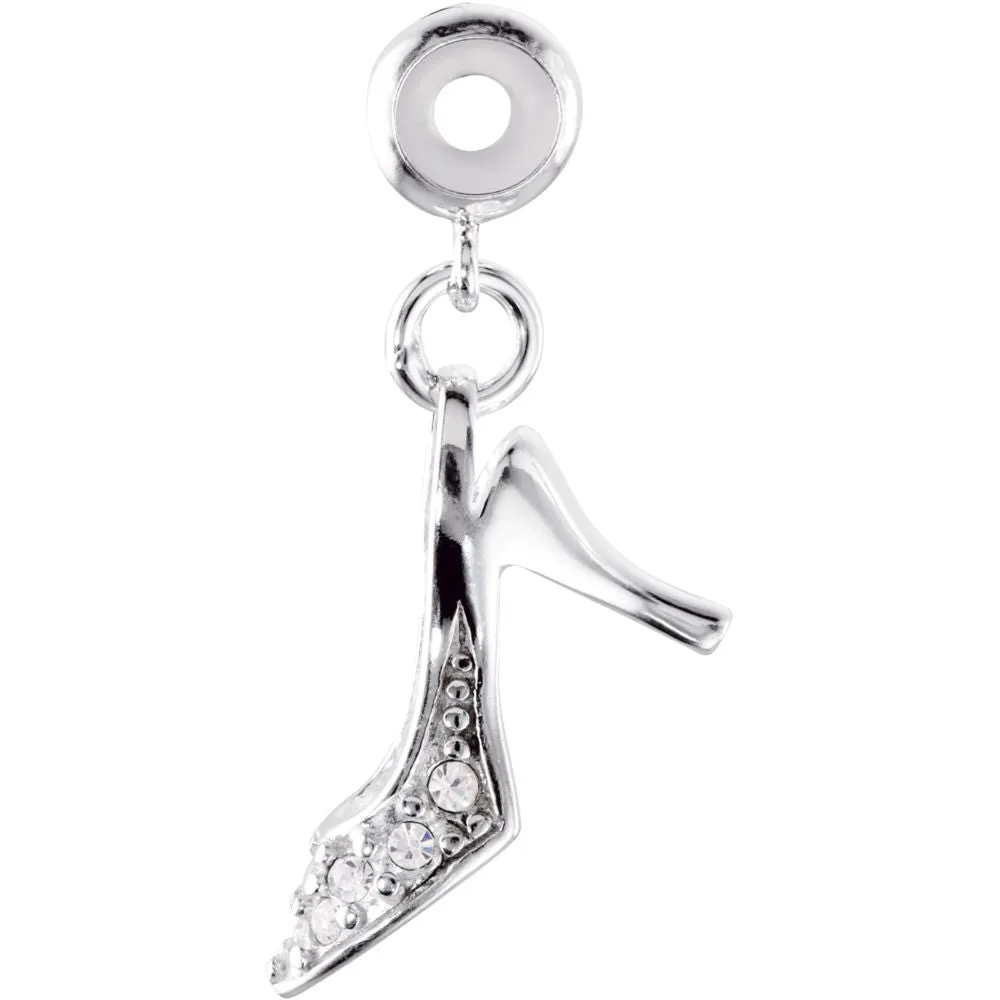 Sterling Silver 12x6.6mm Kera Crystal Stiletto Charm