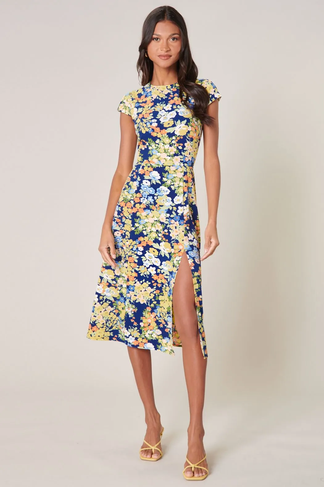 SUGARLIPS Toulon Floral Everbloom Cutout Midi Dress