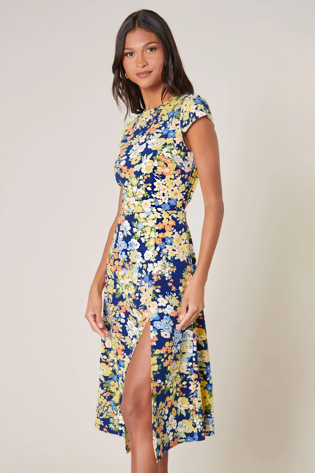 SUGARLIPS Toulon Floral Everbloom Cutout Midi Dress