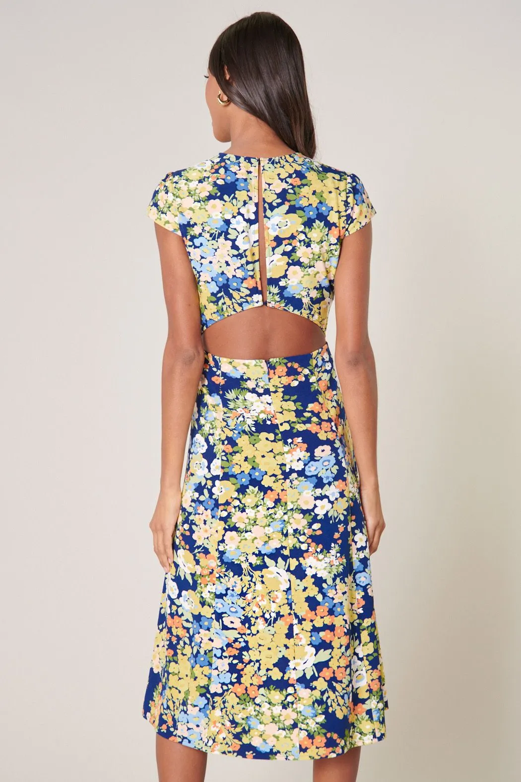 SUGARLIPS Toulon Floral Everbloom Cutout Midi Dress