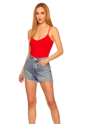 Susana Monaco/ Essential Very V String Top 9"/ Perfect Red
