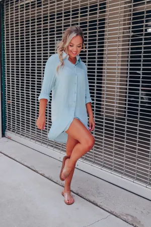 Take Me Out Satin Shirt Dress