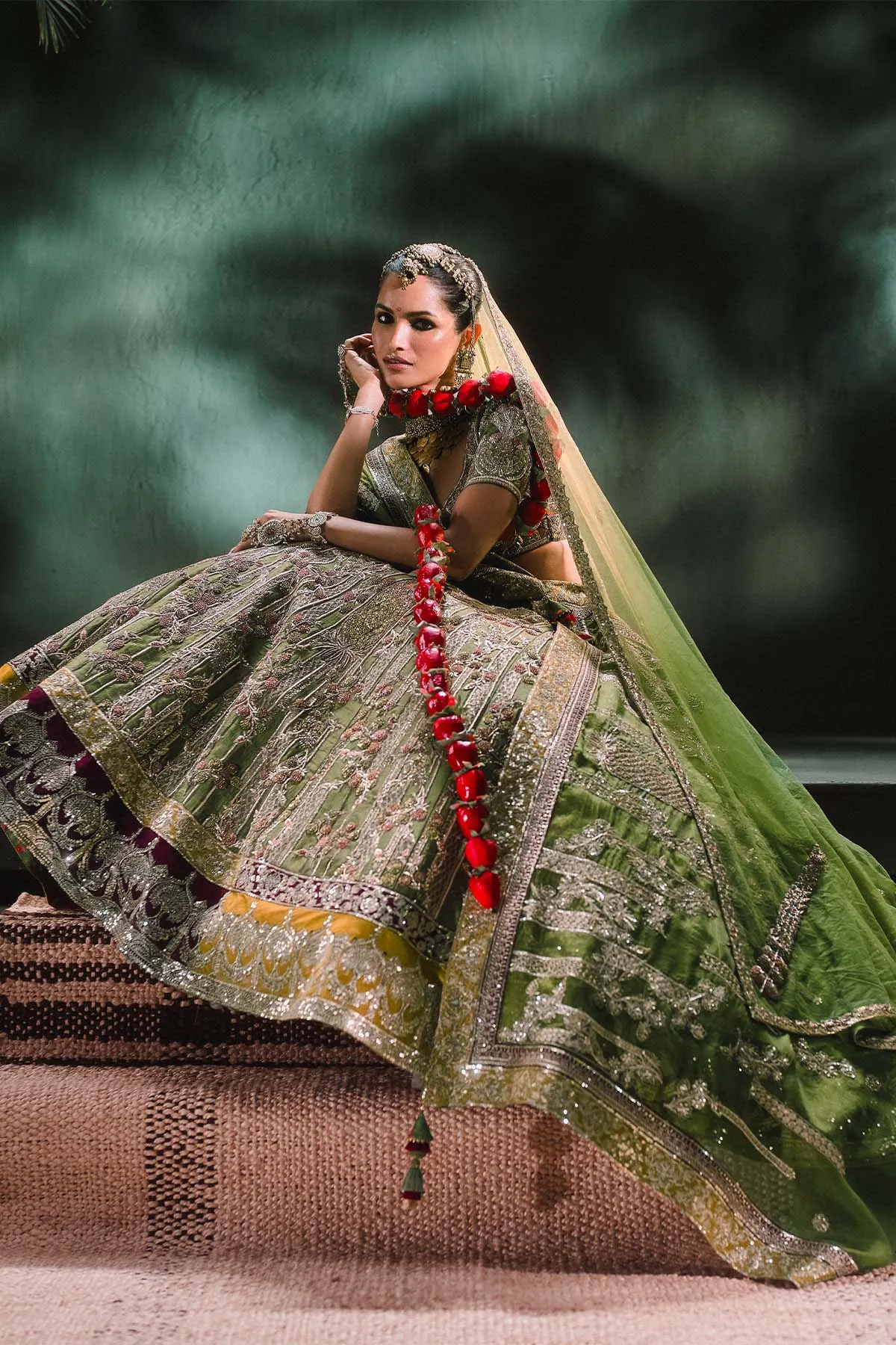 The Aam Panna Lehenga[with original dupatta]