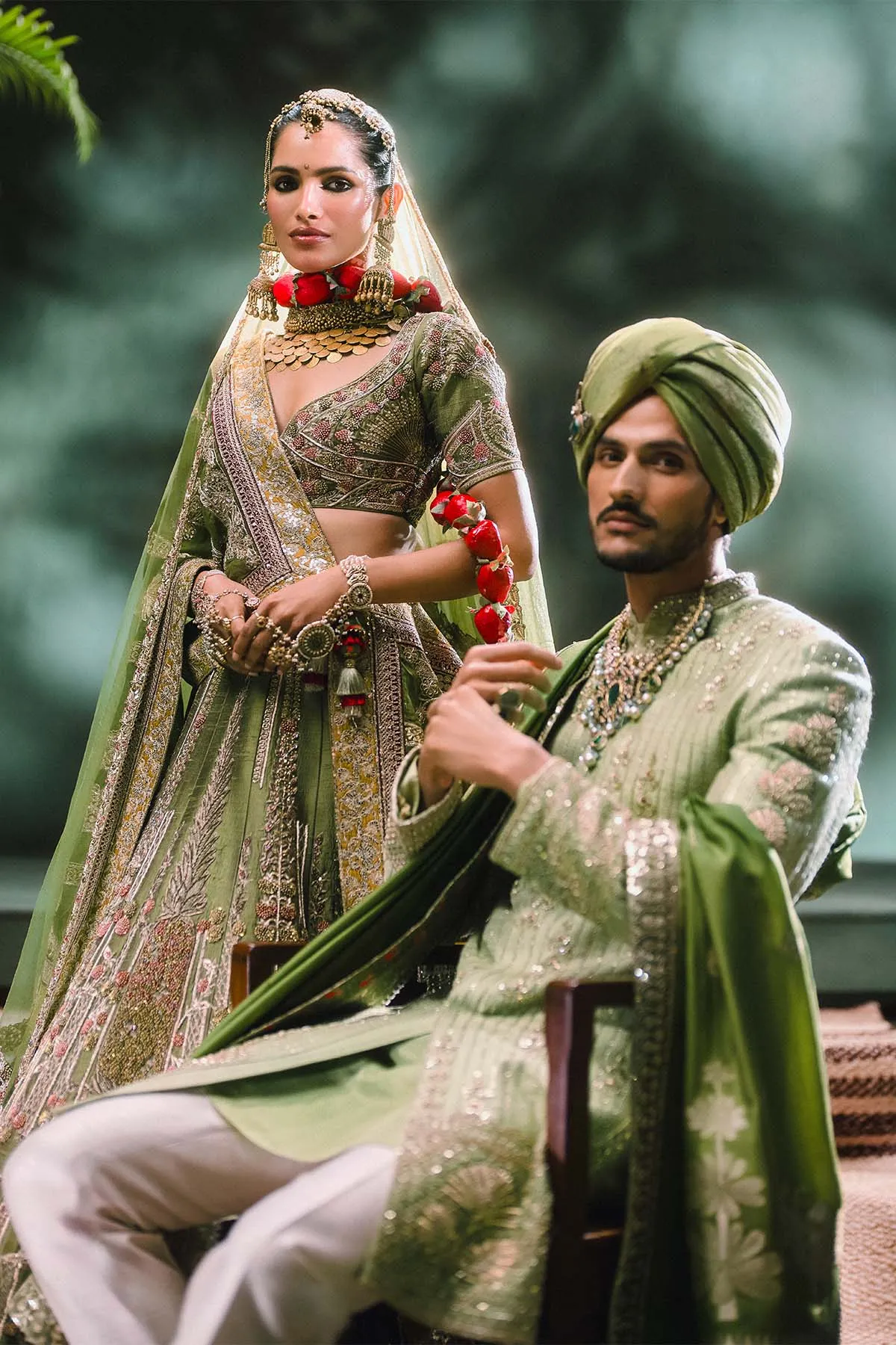 The Aam Panna Lehenga[with original dupatta]