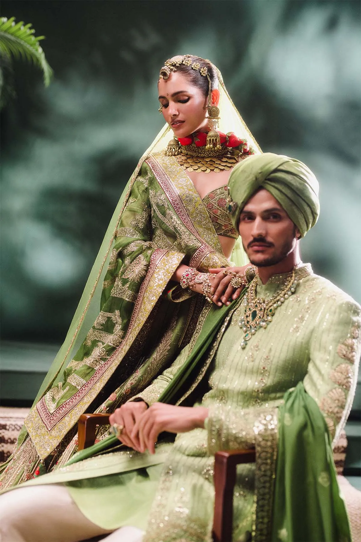 The Aam Panna Lehenga[with original dupatta]