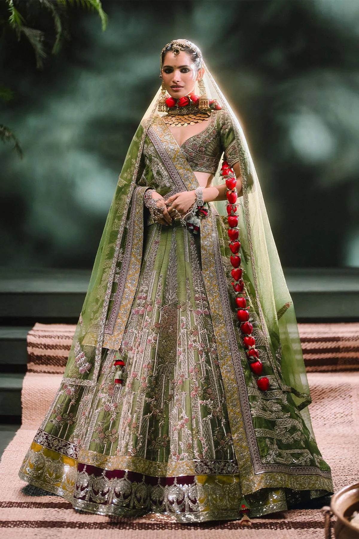 The Aam Panna Lehenga[with original dupatta]