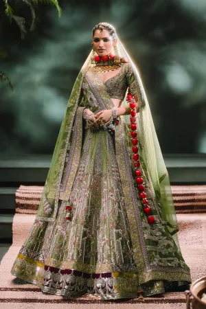 The Aam Panna Lehenga[with original dupatta]