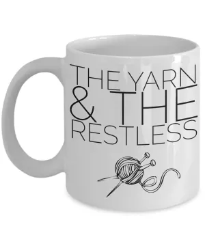 The Yarn and the Restless Funny Knitting Mug Ceramic Coffee Cup Gift for Knitters