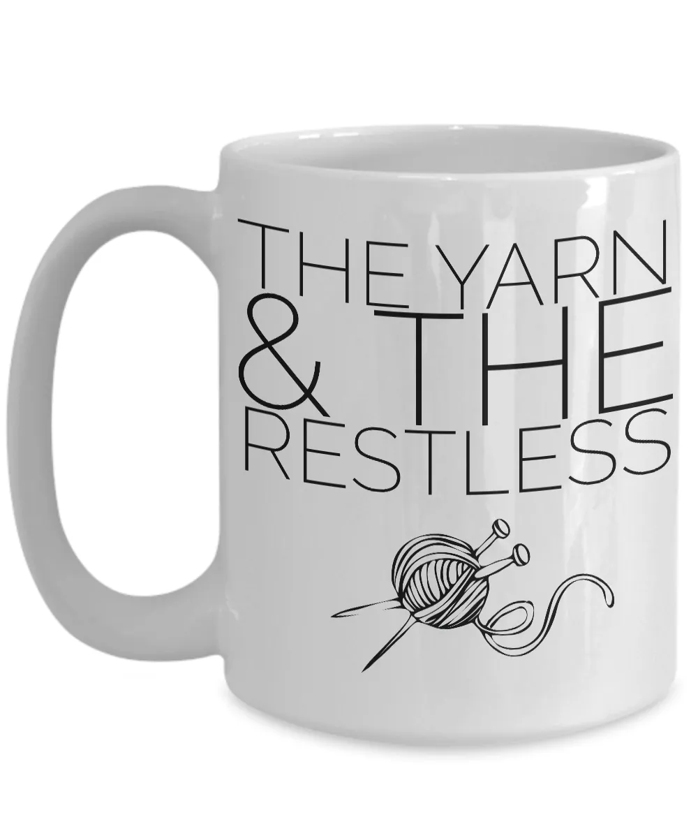 The Yarn and the Restless Funny Knitting Mug Ceramic Coffee Cup Gift for Knitters