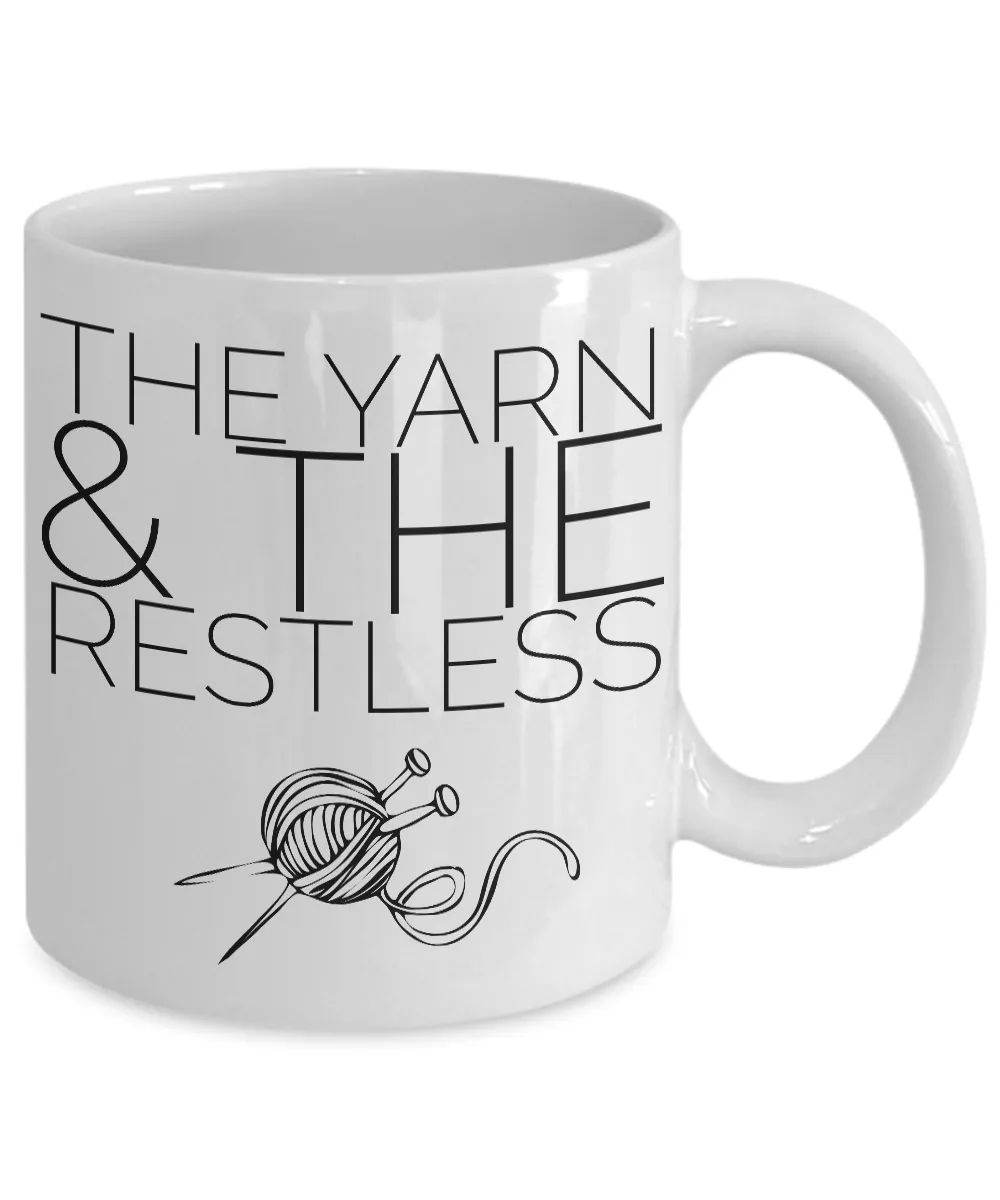 The Yarn and the Restless Funny Knitting Mug Ceramic Coffee Cup Gift for Knitters