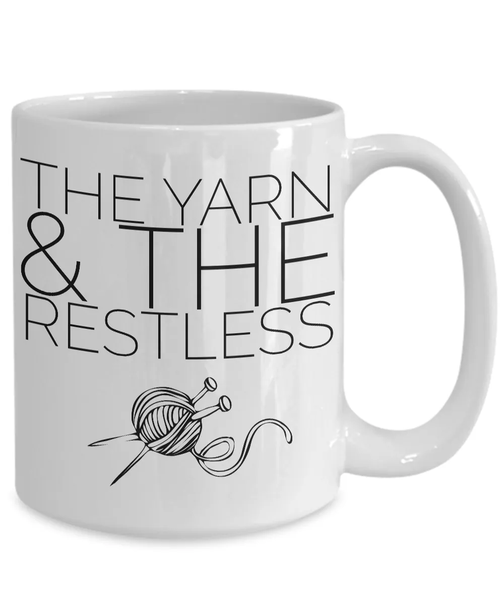 The Yarn and the Restless Funny Knitting Mug Ceramic Coffee Cup Gift for Knitters