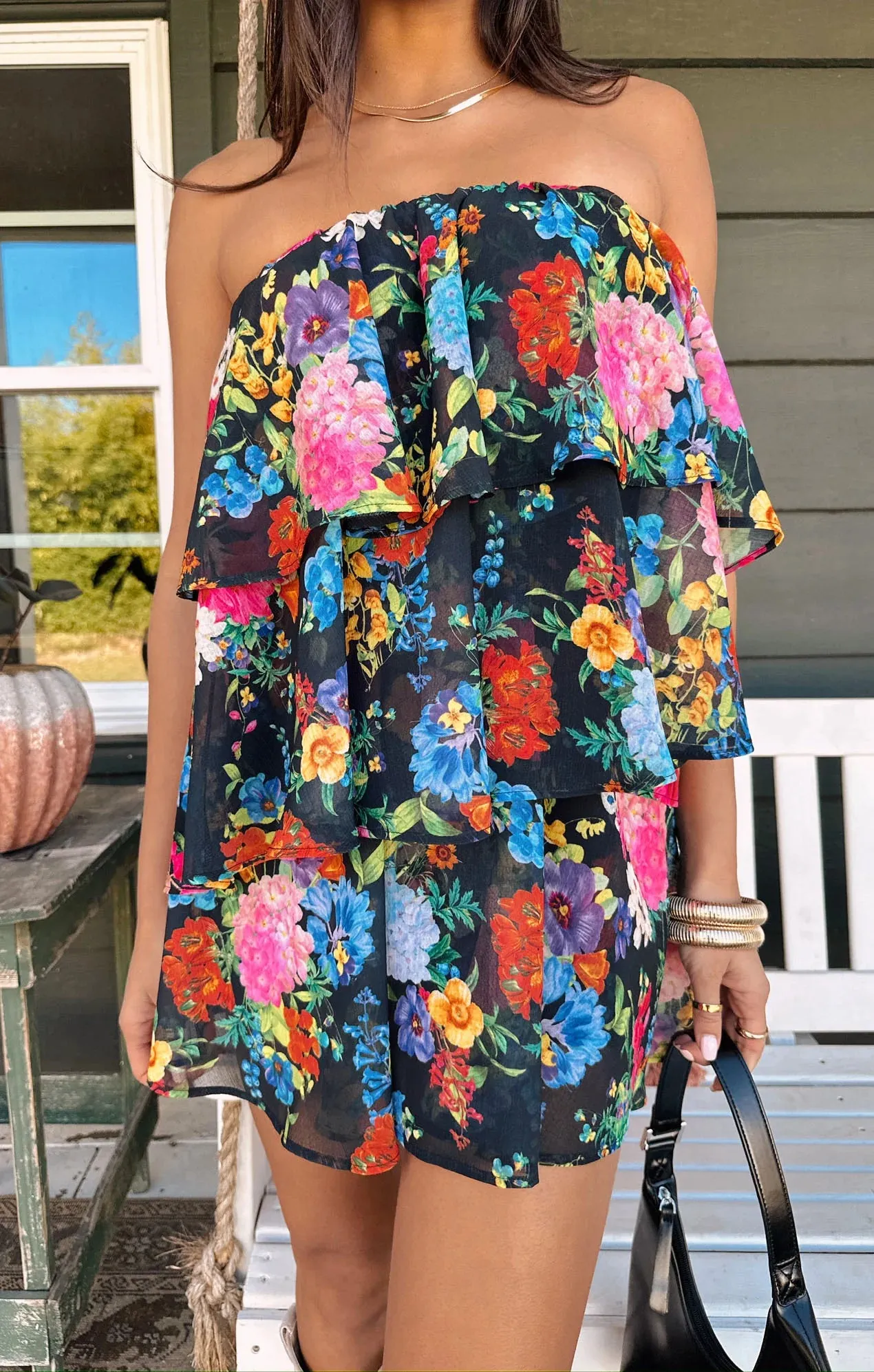 Triple Decker Romper - Midnight Floral