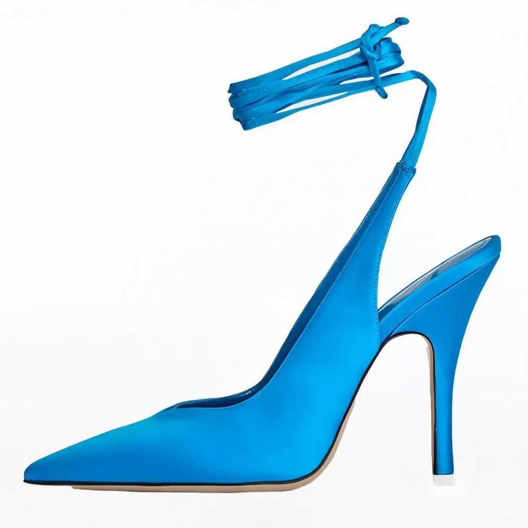 Vivid Ankle Tie Slingbacks