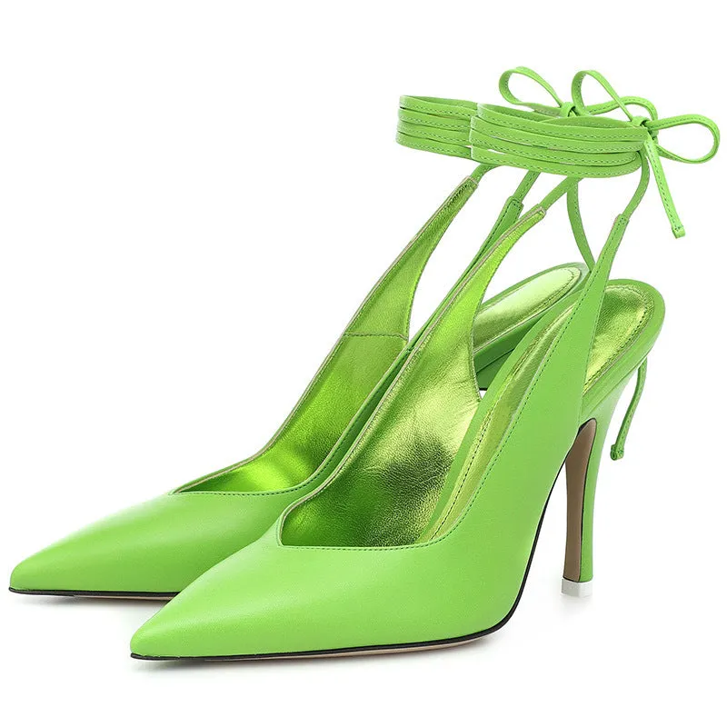 Vivid Ankle Tie Slingbacks