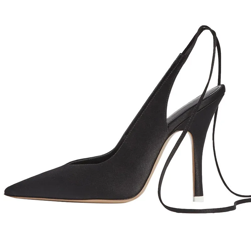 Vivid Ankle Tie Slingbacks
