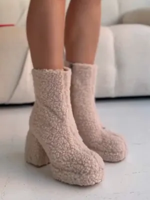 Winter Shearling Chunky Heeled Boots