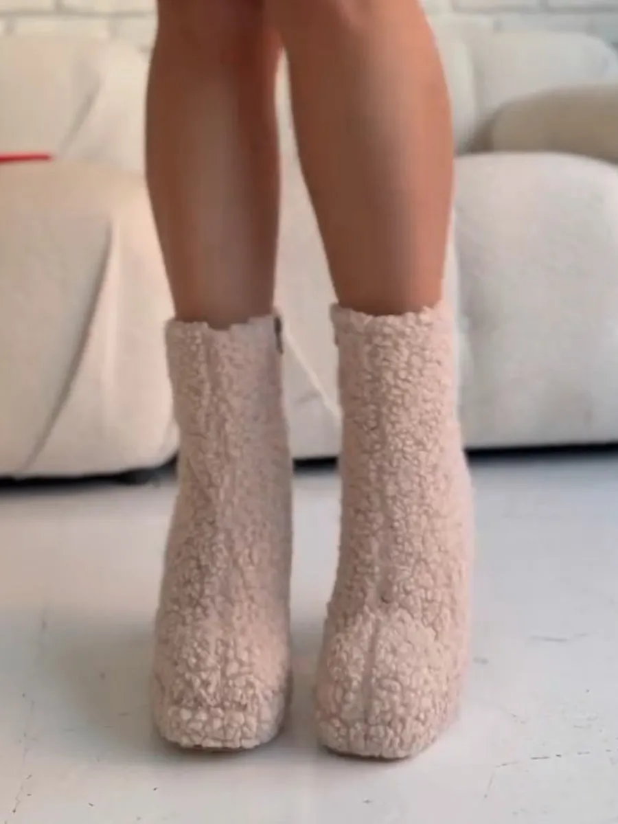 Winter Shearling Chunky Heeled Boots