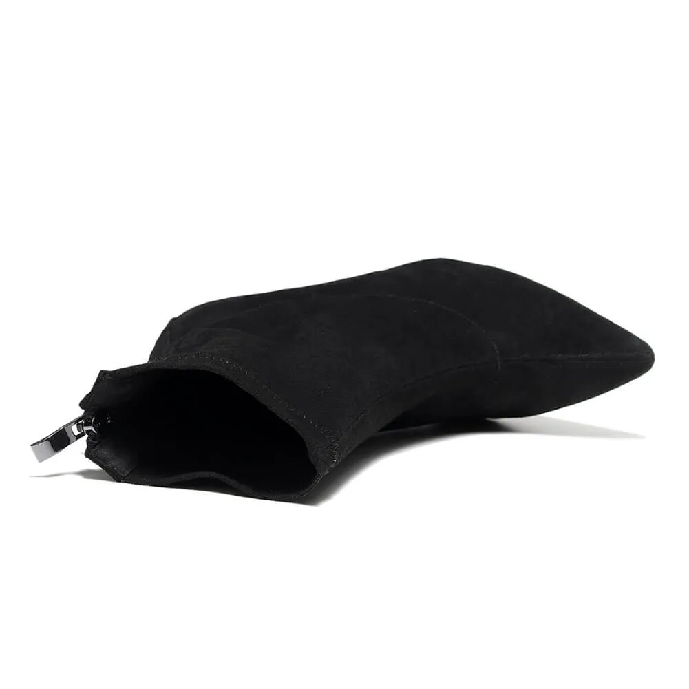 Women's Black Closed Toe High Heel Dance Boots