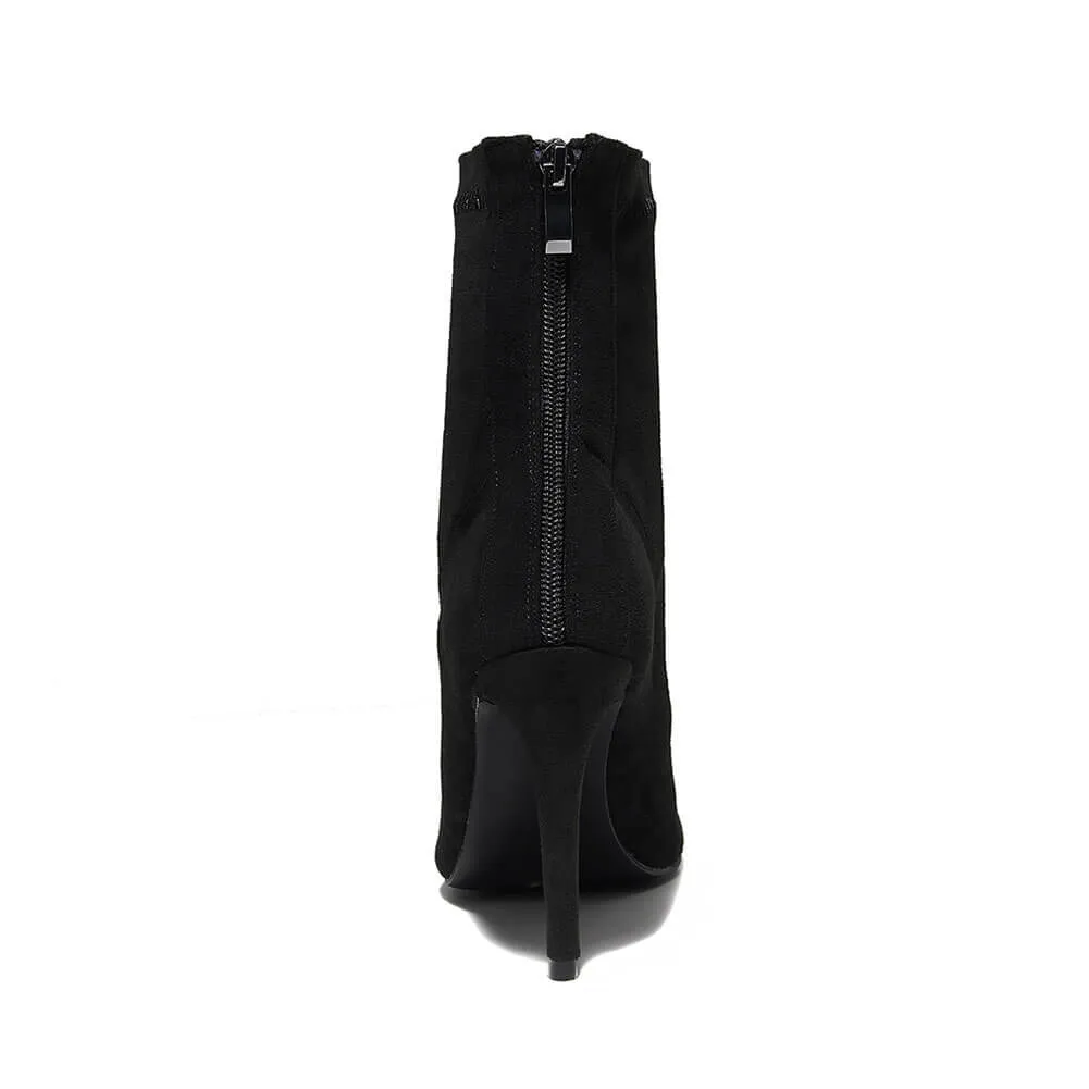 Women's Black Closed Toe High Heel Dance Boots