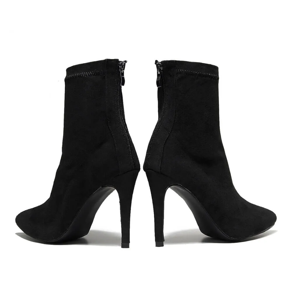 Women's Black Closed Toe High Heel Dance Boots