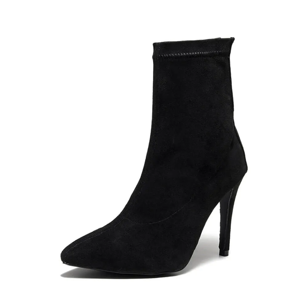 Women's Black Closed Toe High Heel Dance Boots