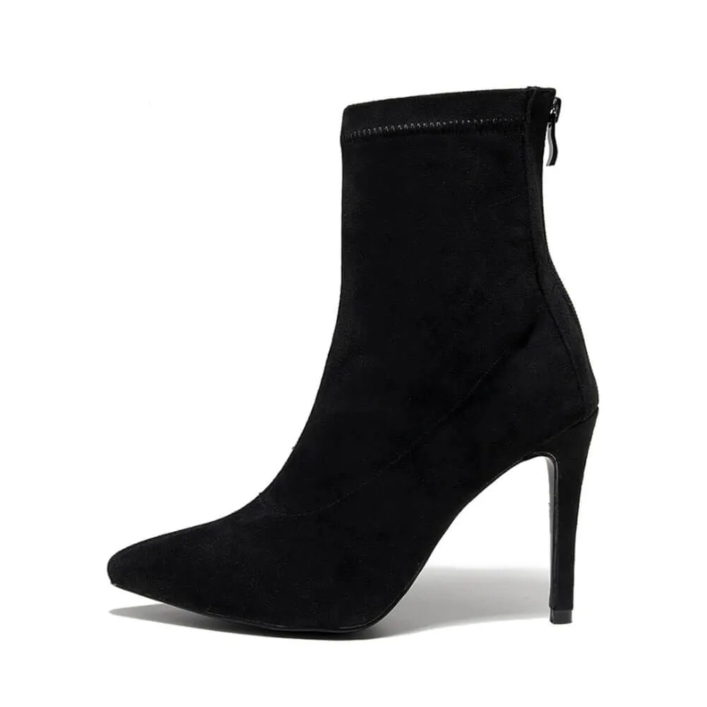 Women's Black Closed Toe High Heel Dance Boots