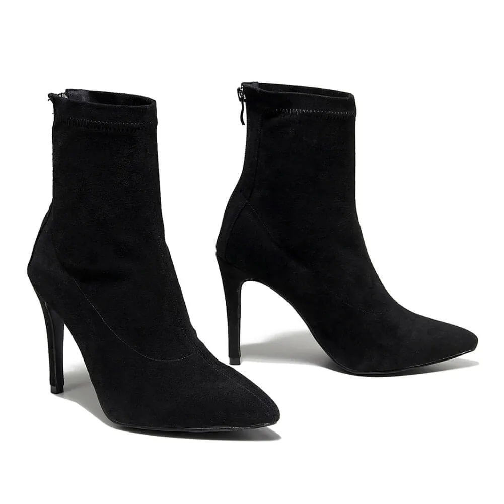 Women's Black Closed Toe High Heel Dance Boots