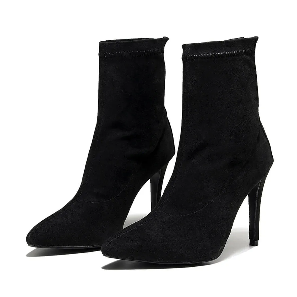 Women's Black Closed Toe High Heel Dance Boots