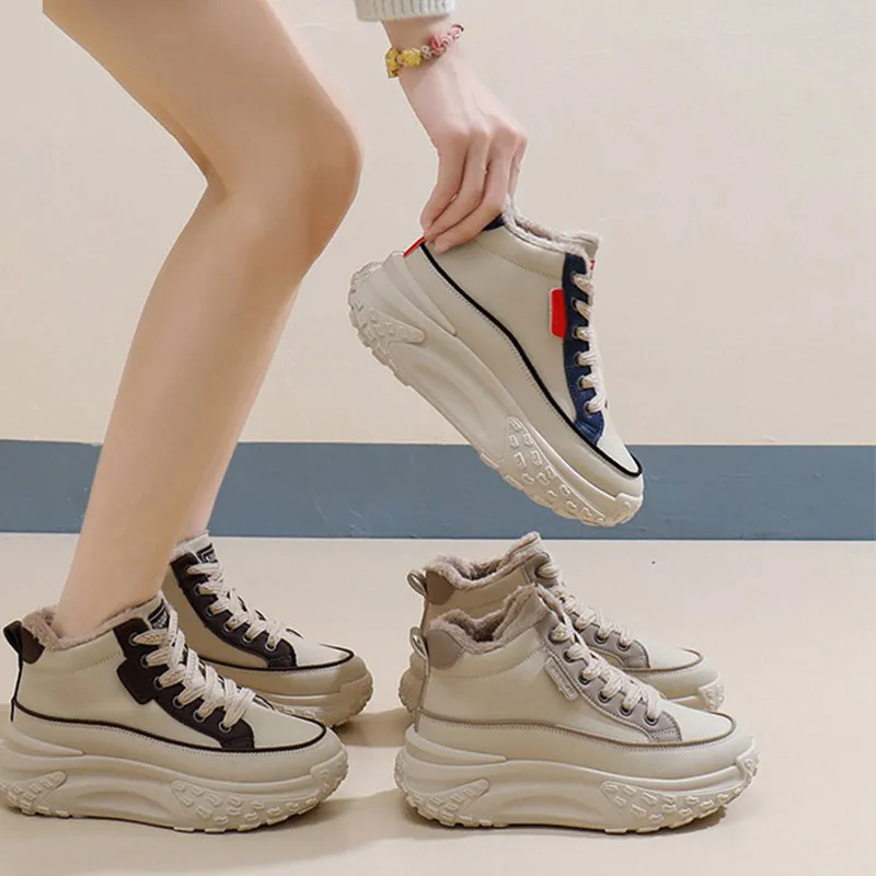 Women's Winter Lace-Up High Top Platform Sneakers